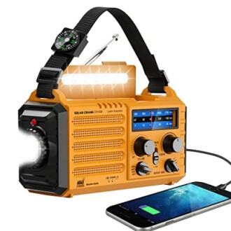 Best Emergency Radio for Survival - Portable Solar Hand Crank Radio with NOAA Weather Alert, Flashlight, USB Charger, and Reading Lamp